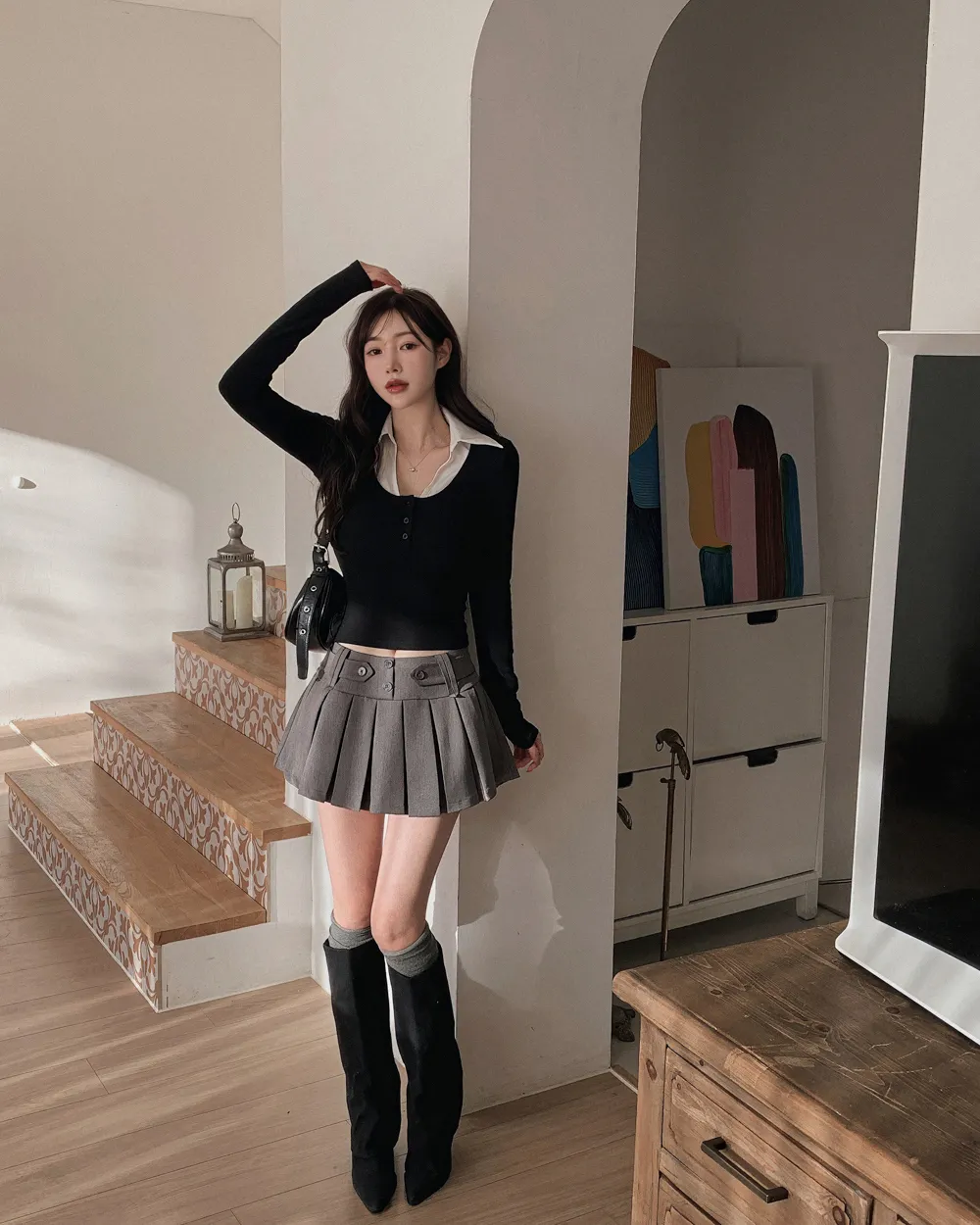 미니 스커트 모델 착용 이미지-S1L21