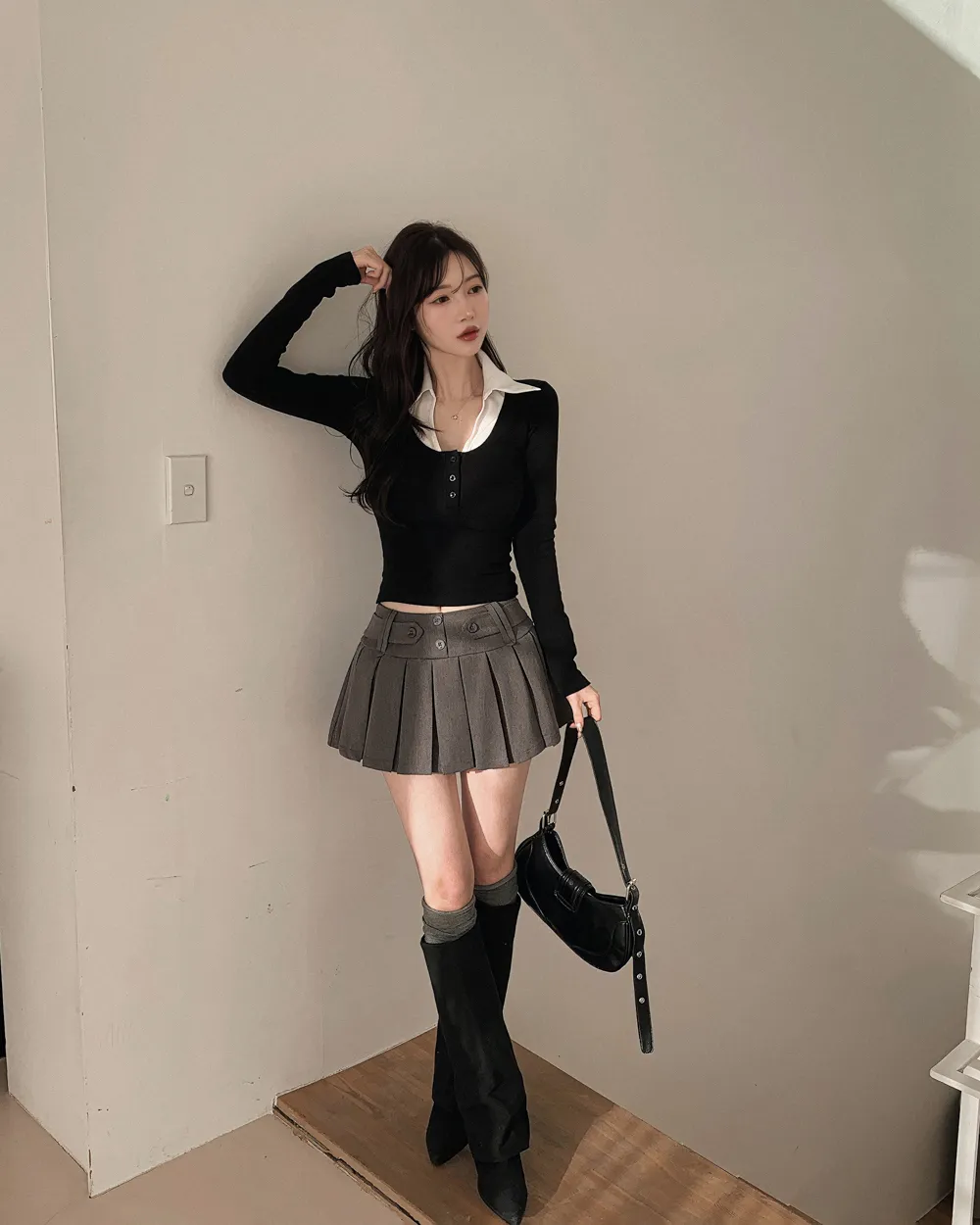 미니 스커트 모델 착용 이미지-S1L18