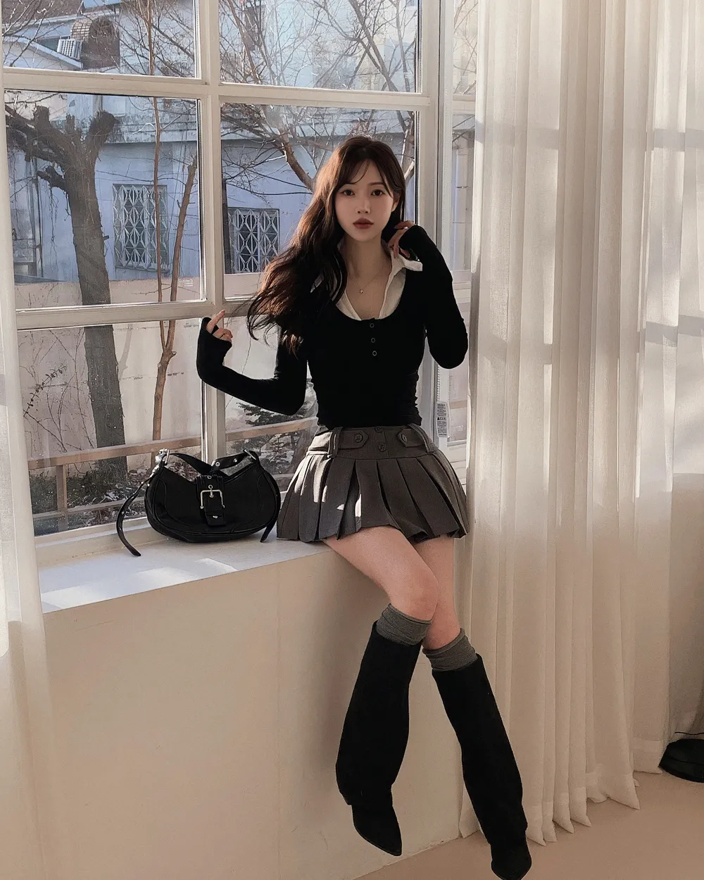 미니 스커트 모델 착용 이미지-S1L45