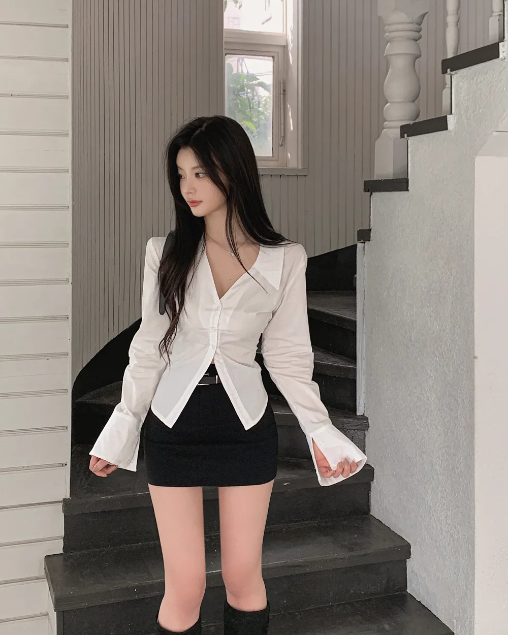 미니 스커트 모델 착용 이미지-S1L32