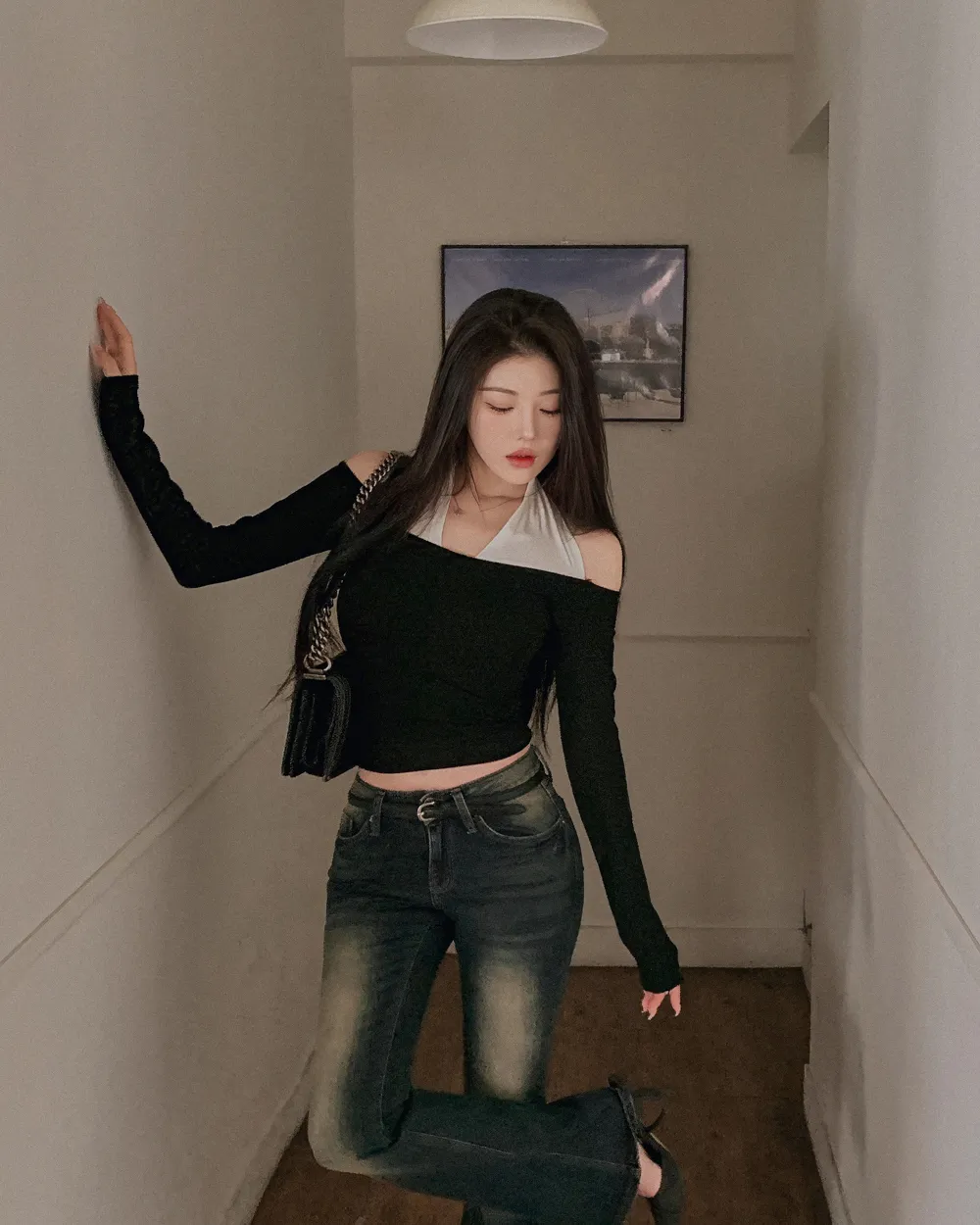 긴팔 티셔츠 모델 착용 이미지-S1L81