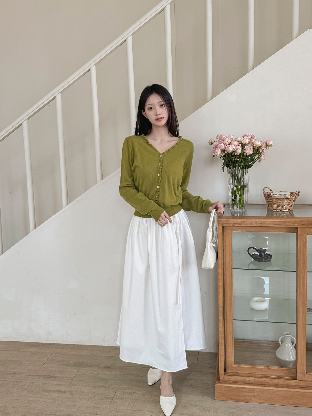 Aラインラップロングシャーリングスカート | レディースファッション