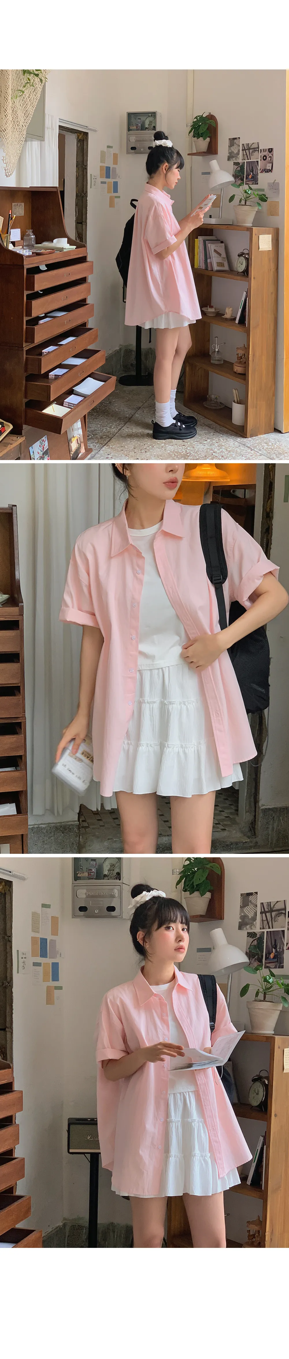 런던무드 오버핏 반팔셔츠