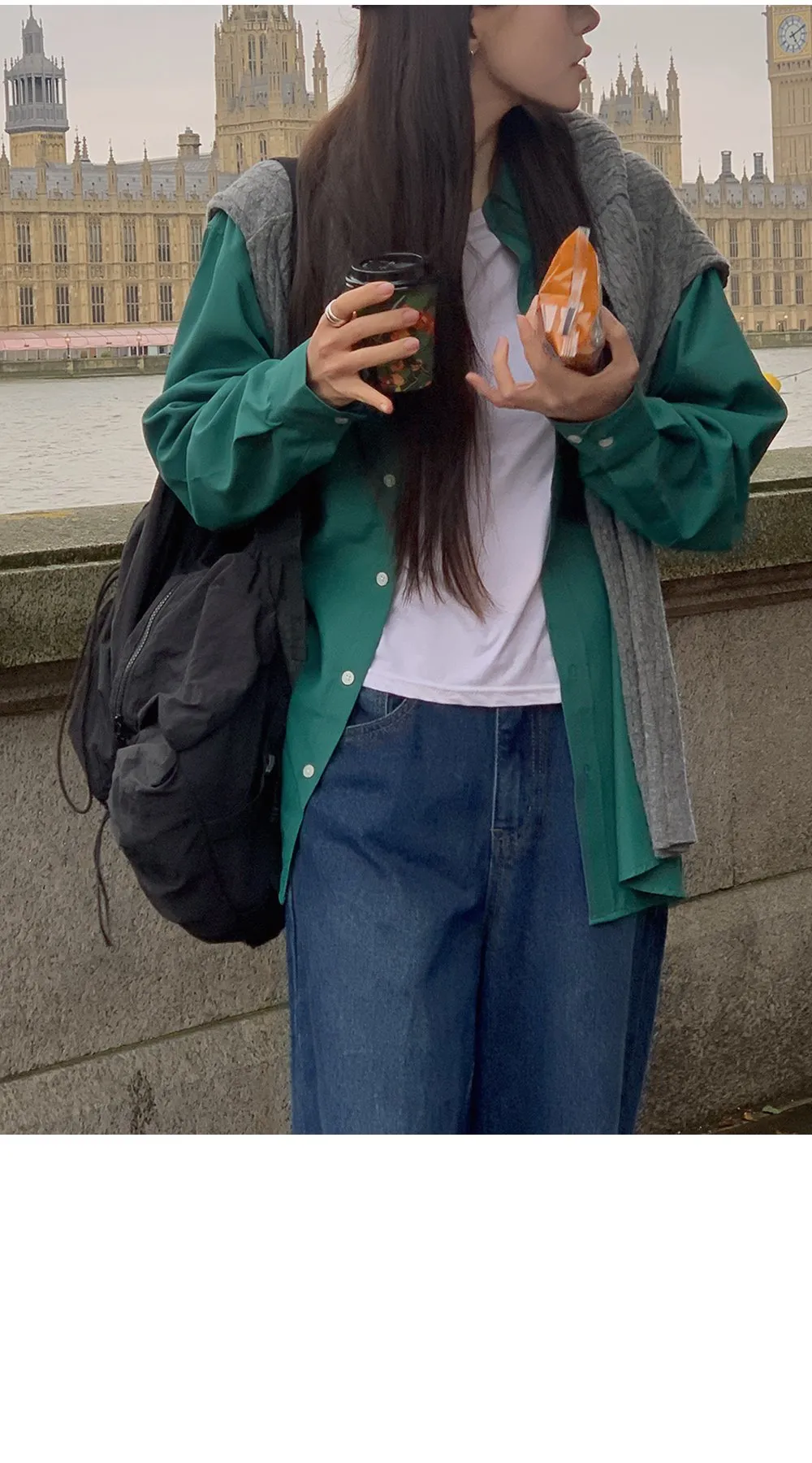 런던무드 오버핏 반팔셔츠