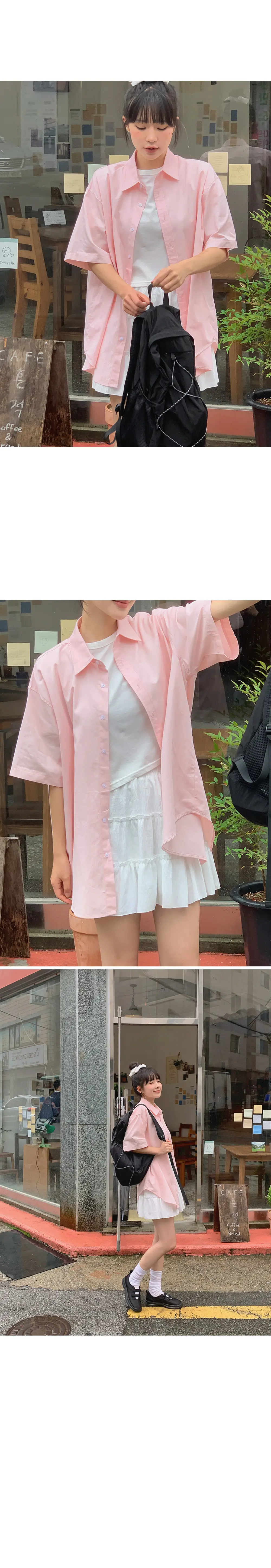 런던무드 오버핏 반팔셔츠