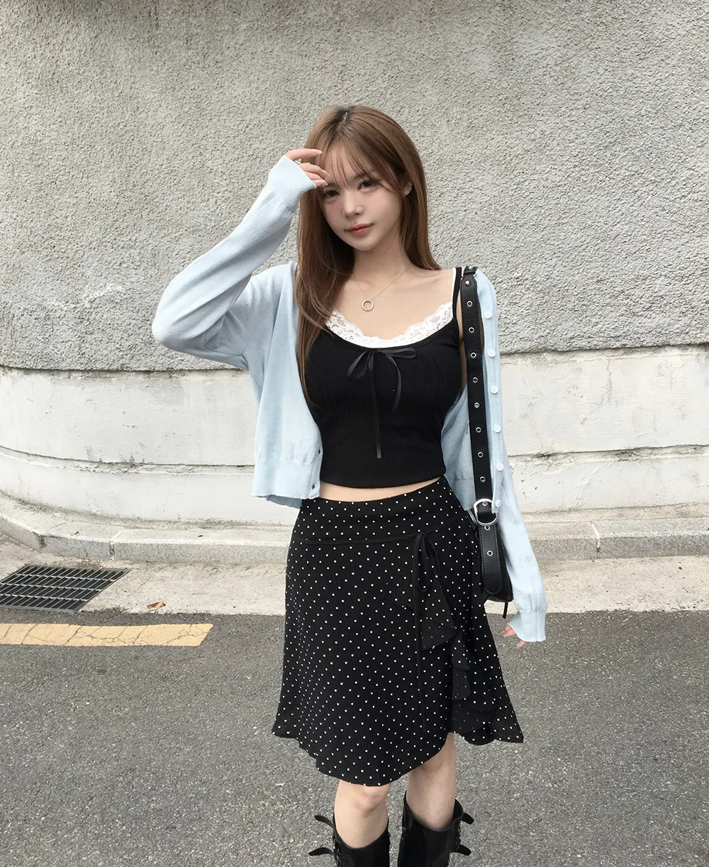 카디건 모델 착용 이미지-S2L45