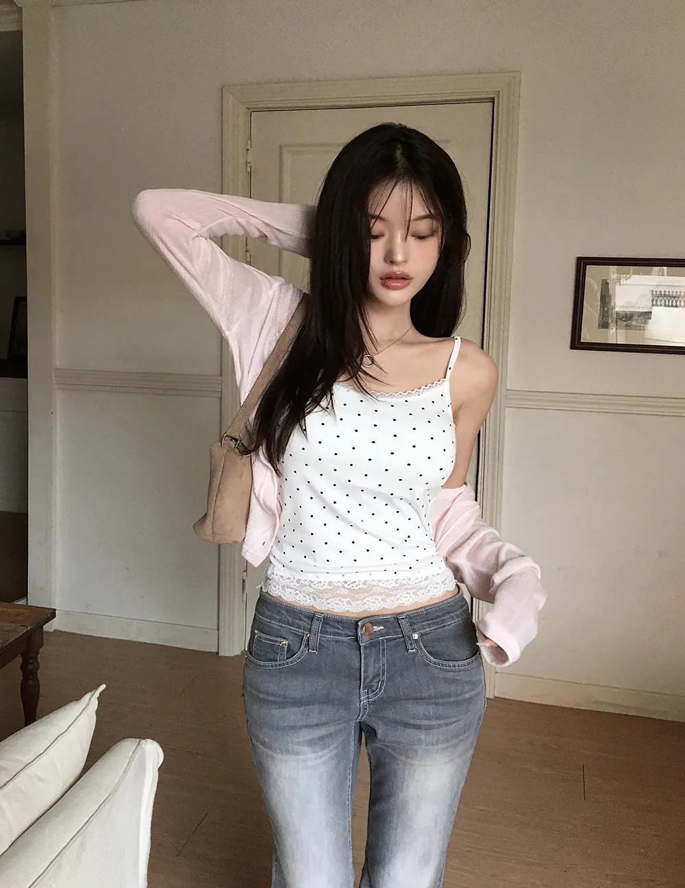 카디건 모델 착용 이미지-S2L85