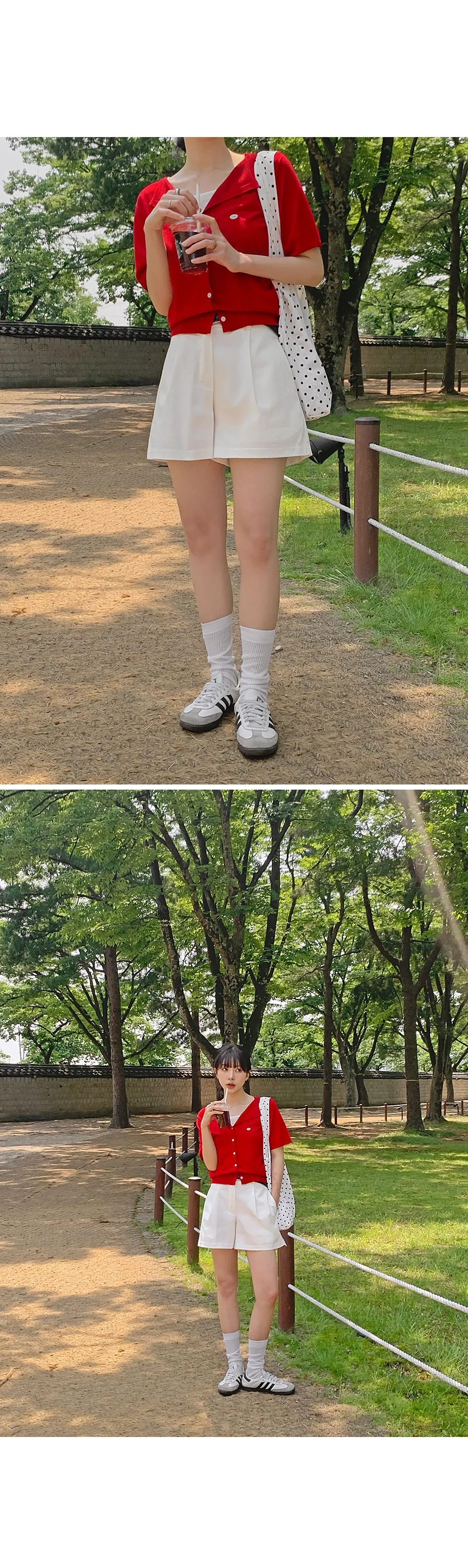 웰리 오픈카라 브이넥 반팔 가디건