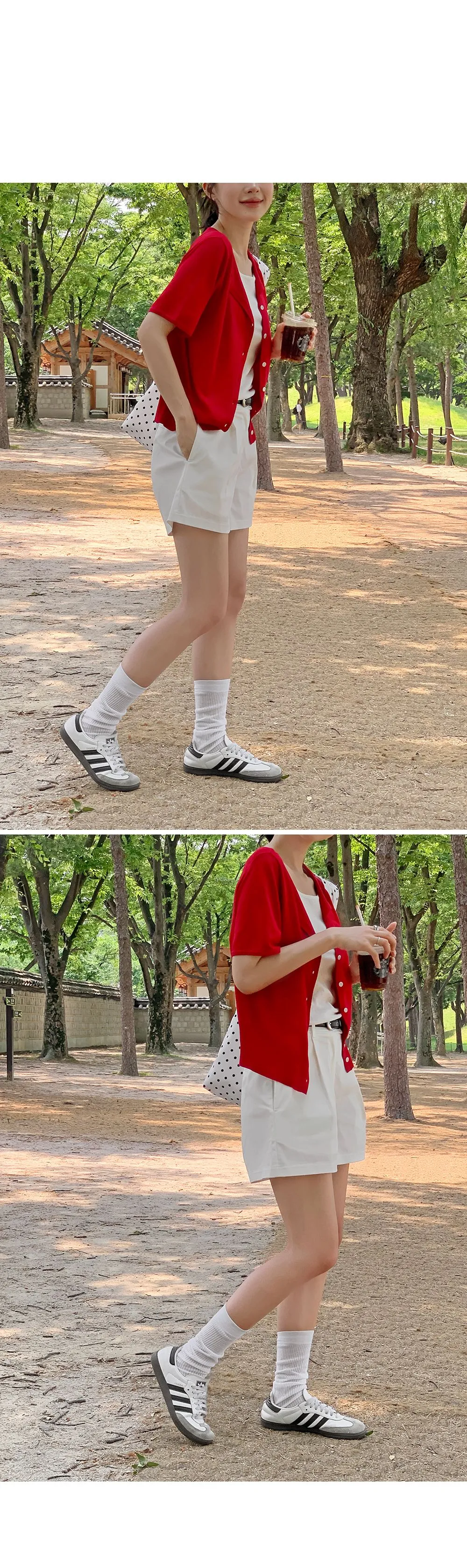 웰리 오픈카라 브이넥 반팔 가디건
