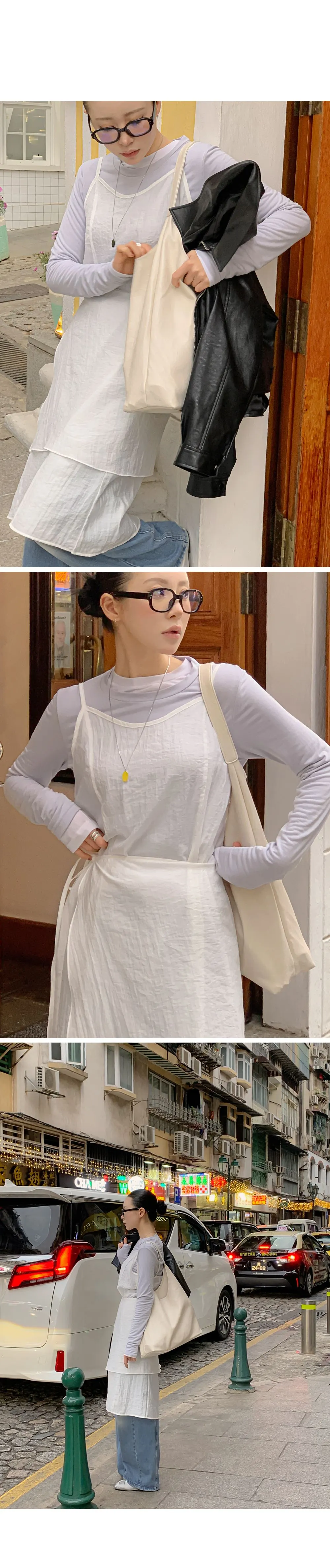 이브 랩스커트+레이어드 원피스set