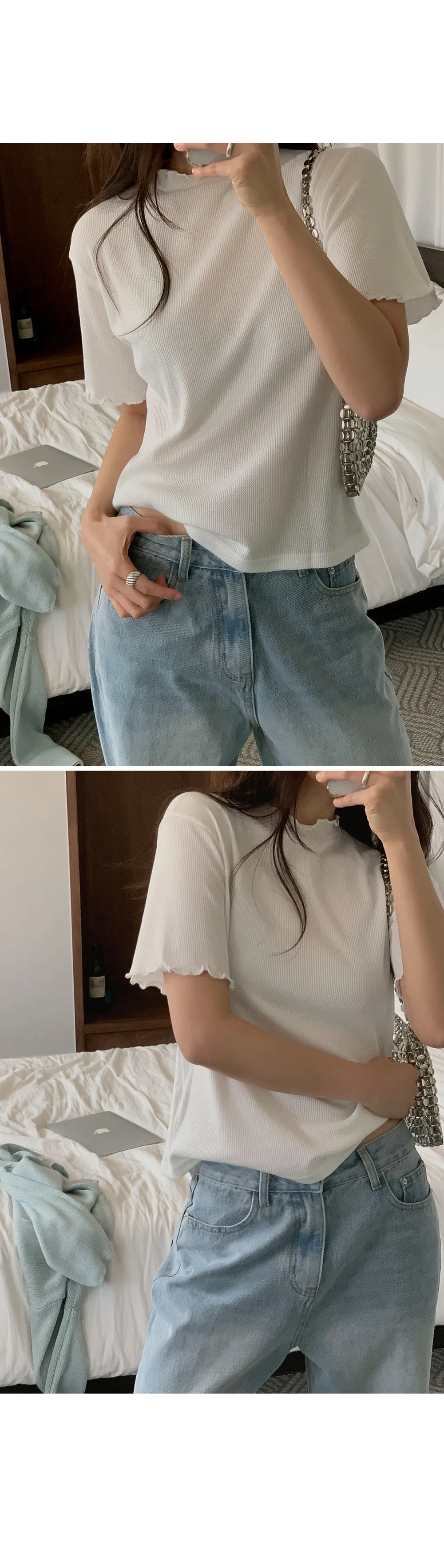 위러블리반팔_와플지 러플티셔츠