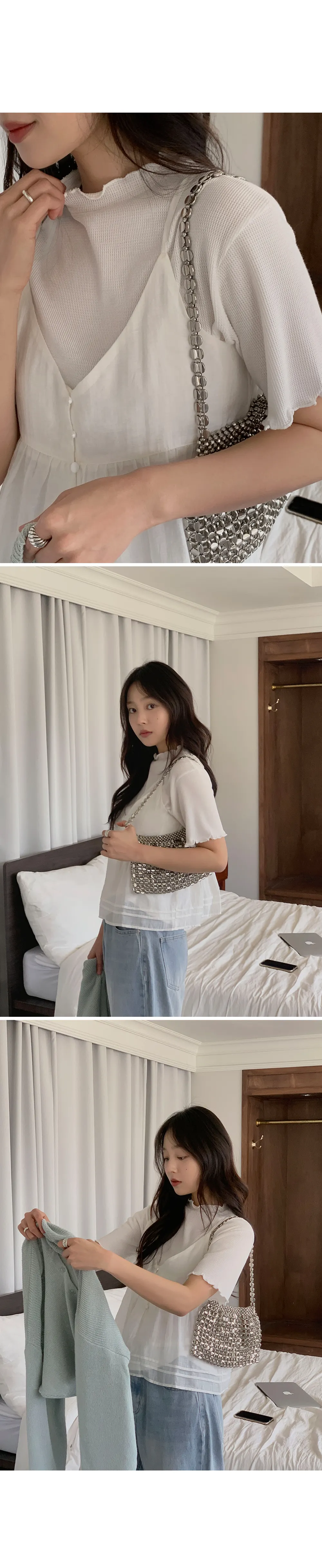 위러블리반팔_와플지 러플티셔츠