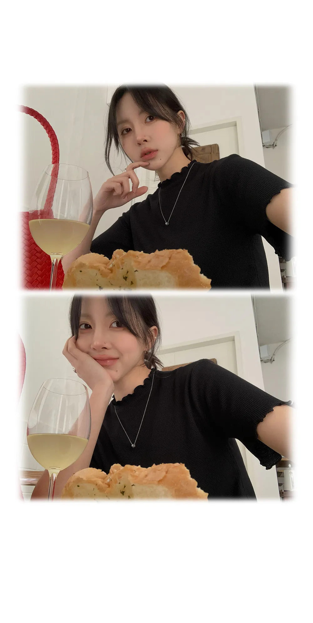 위러블리반팔_와플지 러플티셔츠
