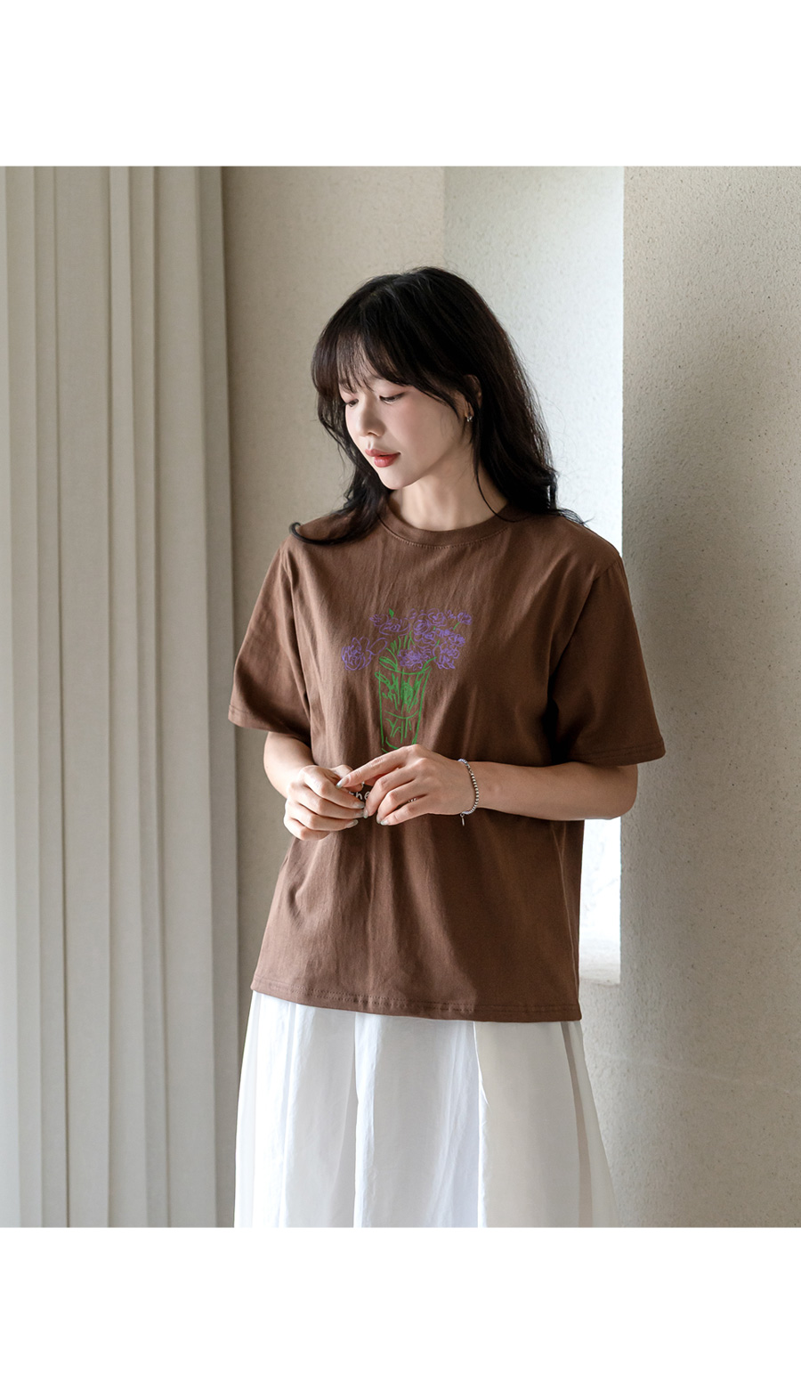 コットンラウンドネック半袖ベーシックロゴTシャツ | レディース