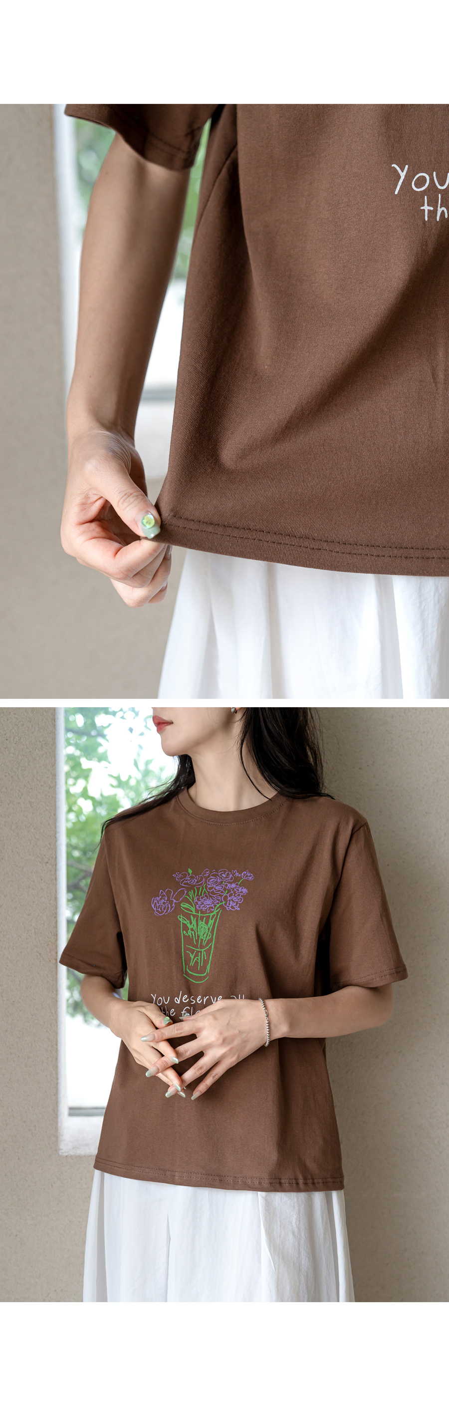 コットンラウンドネック半袖ベーシックロゴTシャツ | レディース