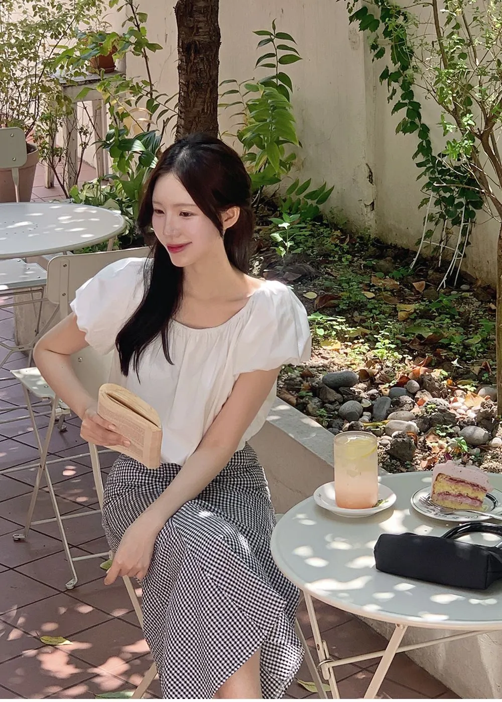 레빈트 여름 밴딩체크롱스커트