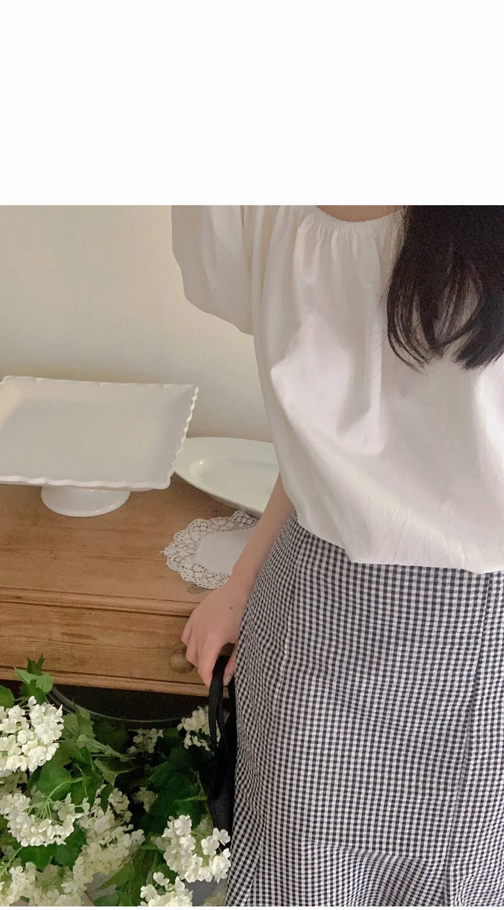 레빈트 여름 밴딩체크롱스커트