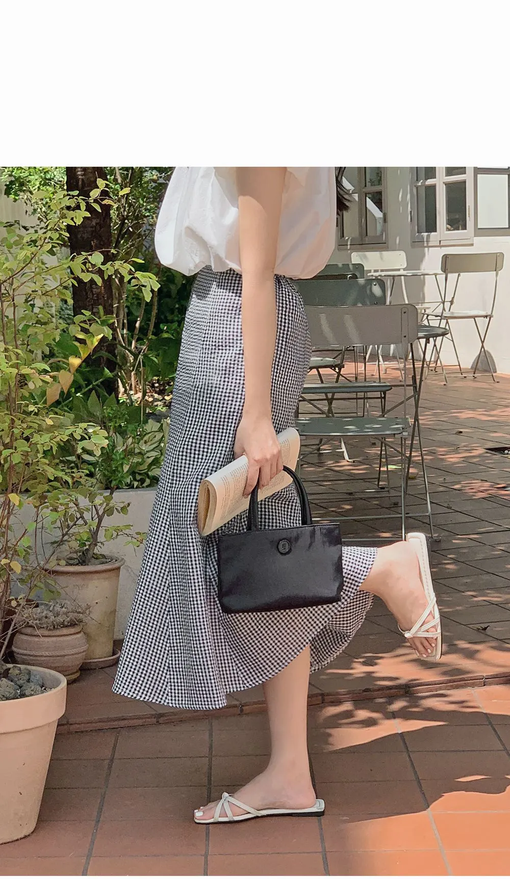 레빈트 여름 밴딩체크롱스커트