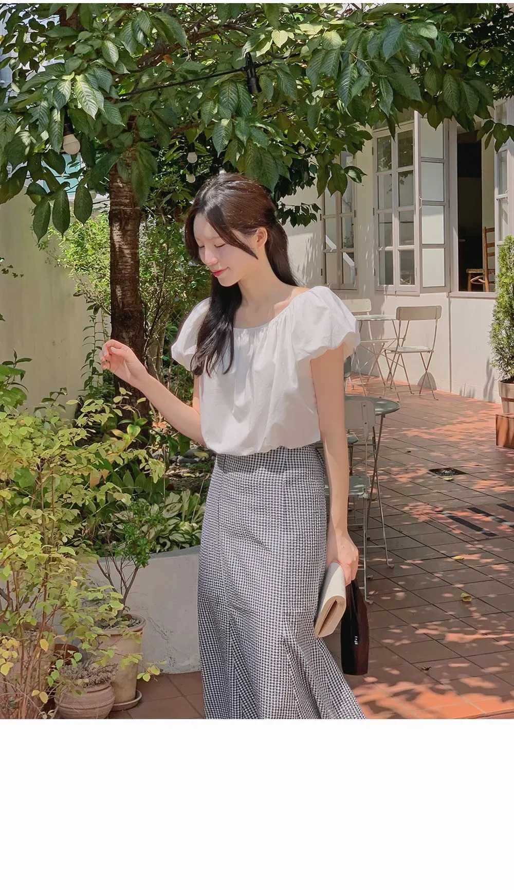레빈트 여름 밴딩체크롱스커트