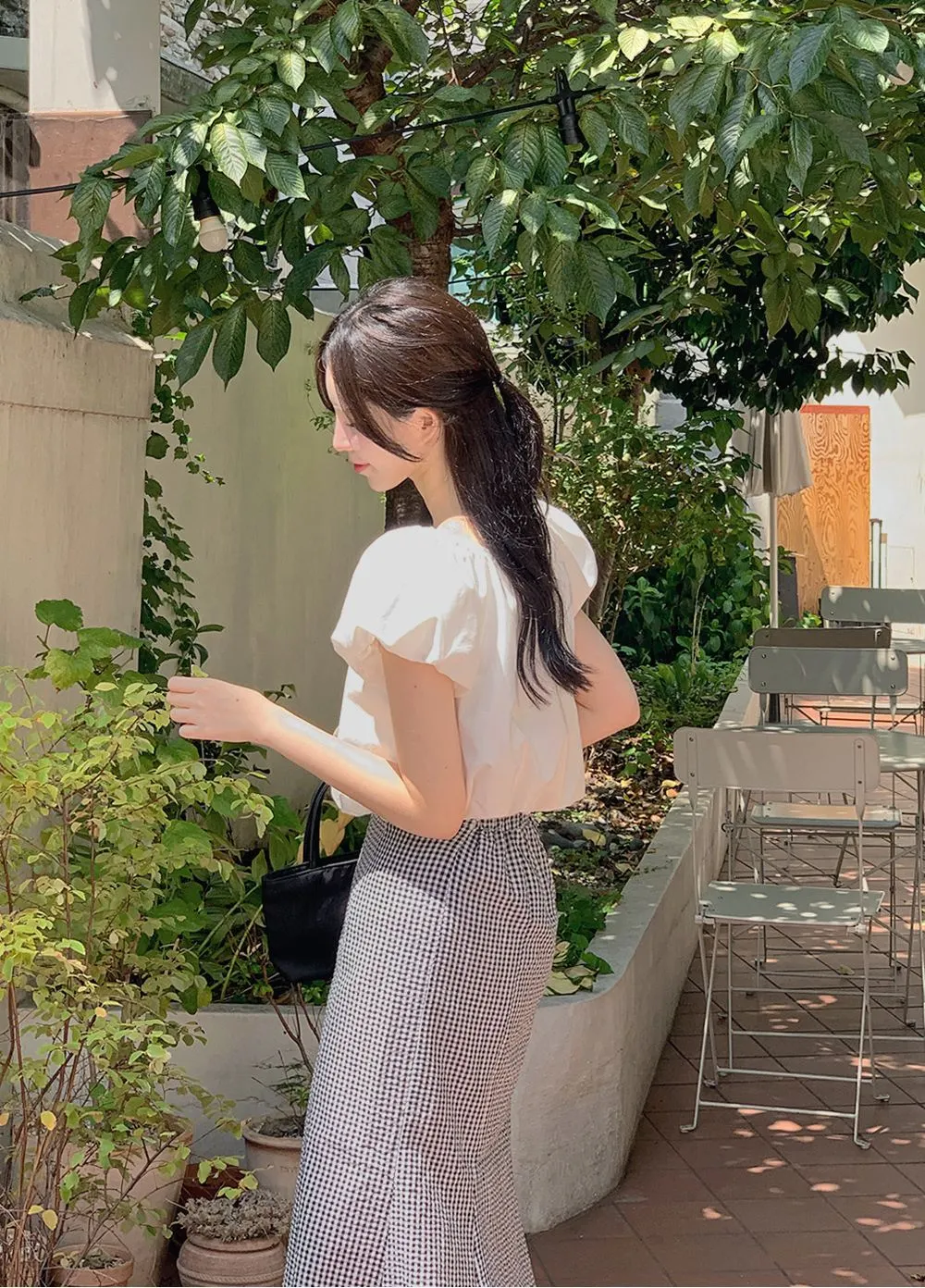 레빈트 여름 밴딩체크롱스커트