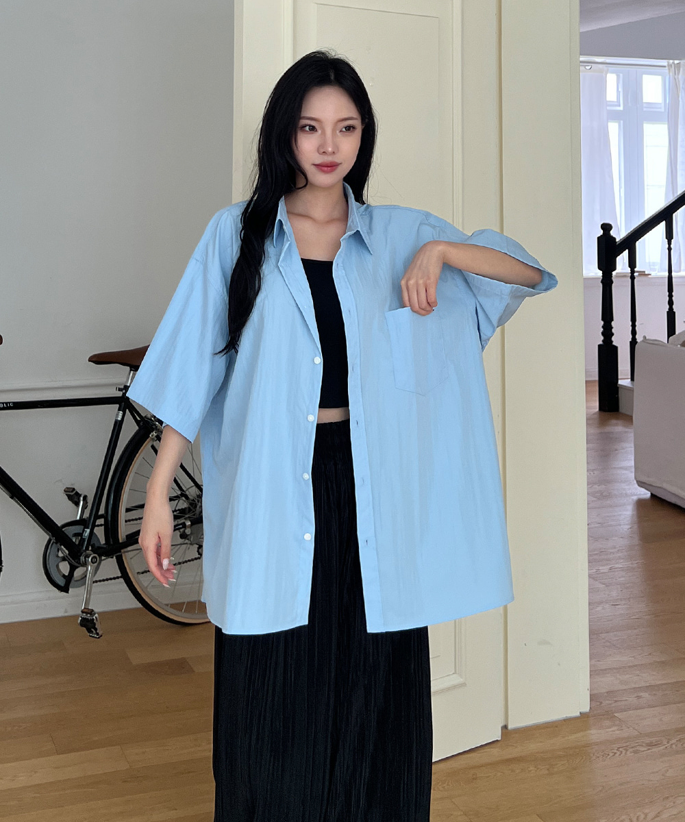 カラー半袖ルーズボクシーシャツ | レディースファッション通販 - DHOLIC