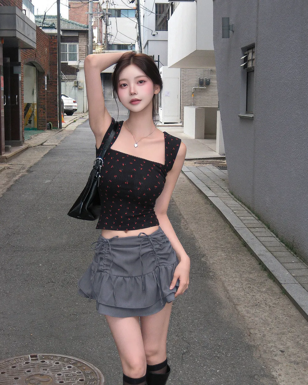미니 스커트 모델 착용 이미지-S1L42