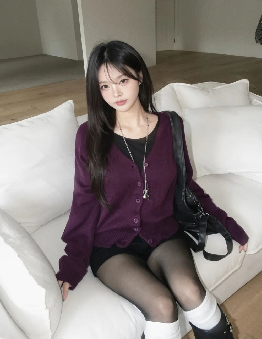 카디건 모델 착용 이미지-S3L80