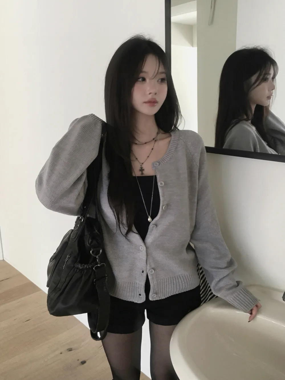 카디건 모델 착용 이미지-S3L56