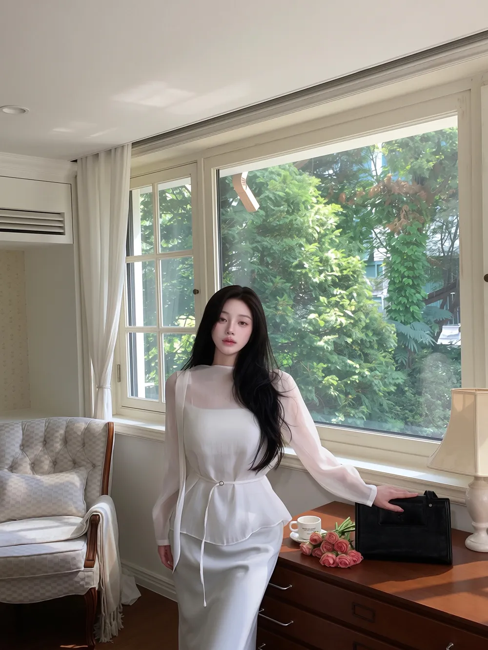 롱 스커트 모델 착용 이미지-S2L35