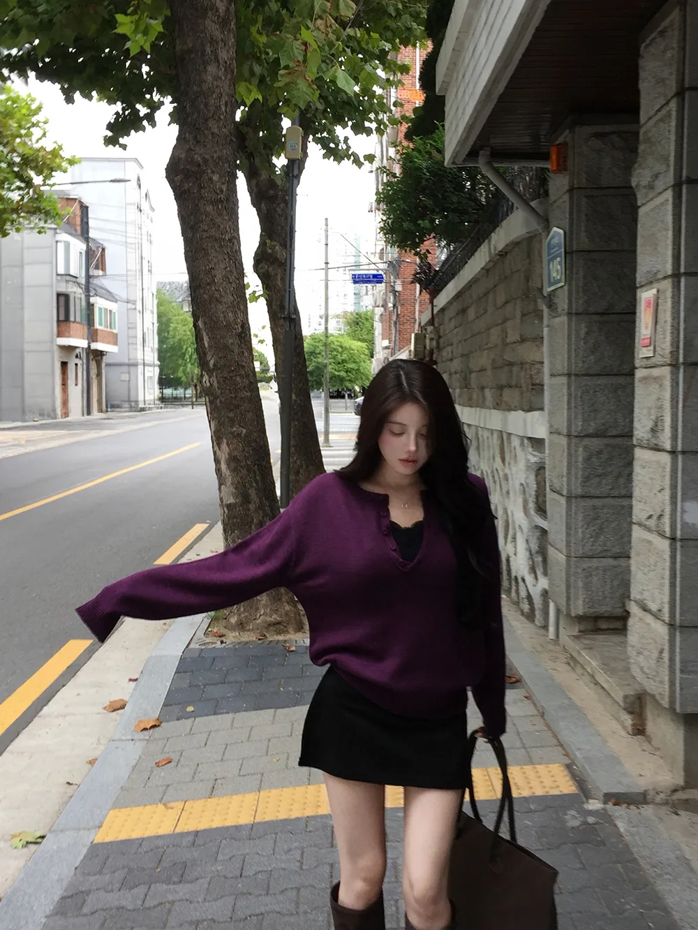 긴팔 티셔츠 모델 착용 이미지-S3L43