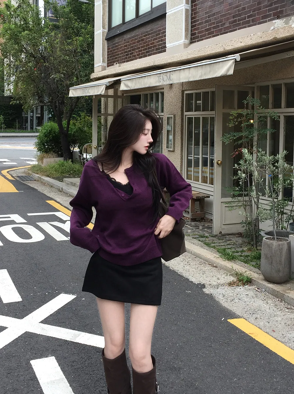 긴팔 티셔츠 모델 착용 이미지-S3L32