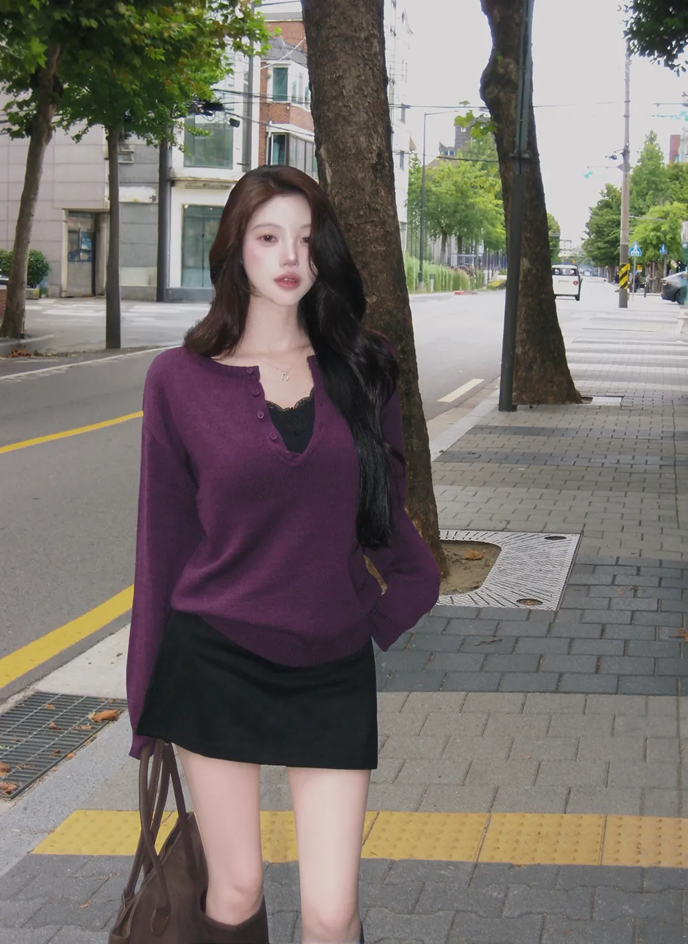 긴팔 티셔츠 모델 착용 이미지-S3L44