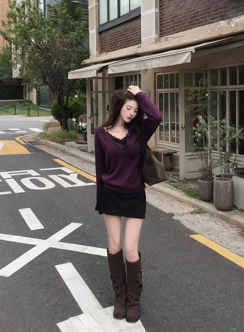 긴팔 티셔츠 모델 착용 이미지-S3L38