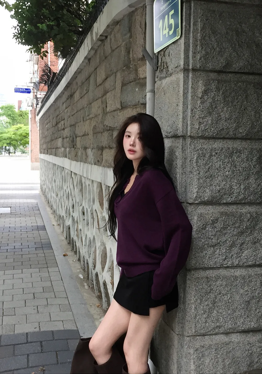 긴팔 티셔츠 모델 착용 이미지-S3L40