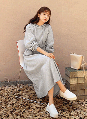 LOUNIE】美品 ロングワンピース フード付き スエットワンピース カーキ 