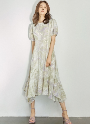 マーブルパフアシメワンピース オリーブグリーン レディースファッション通販 Dholicディーホリック ファストファッション 水着 ワンピース