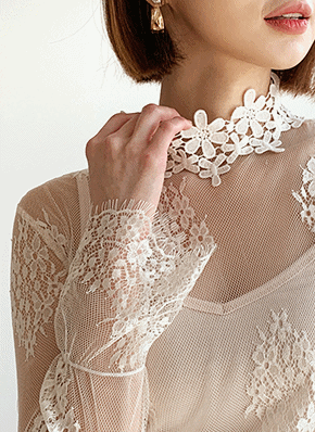 D528/美品 Sally Scott ブラウス レース シースルー M 白 シースルーレースブラウス | レディースファッション通販 - DHOLIC