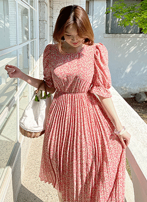 花柄プリーツロングワンピース・全2色 | レディースファッション通販
