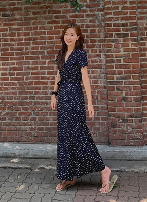 フォルテフォルテ カシュクールワンピース ロングベルテッド ラップ