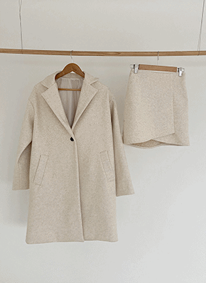 シングルチェスターコート&ラップ調ミニスカートSET