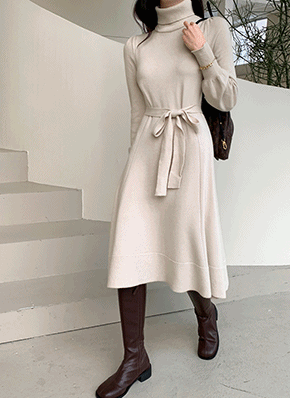 タートルネックニットワンピース ストラップ付タートルネックニットワンピース・全2色 | レディース