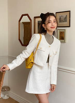 ブークレショートジャケット&ミニスカートSET・全2色 | レディース