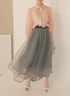 Kolor プリーツ ラップ スカート / カラー シフォン フレア