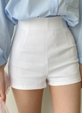 ホワイト ハイウエスト ショートパンツ 新品】ホワイト デニム ショートパンツ ハイウエスト L - メルカリ