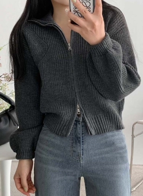 ハイネックジップアップカーディガン | レディースファッション通販