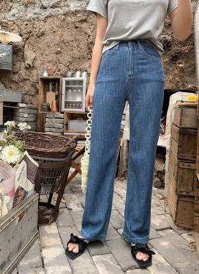 ダークブルーワイドデニムパンツ | レディースファッション通販