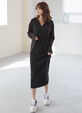 ボタンネックパーカーワンピース | レディースファッション通販 - DHOLIC