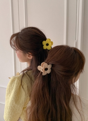 ヘアークリップdenim flowerレース添え　No.365 GU公式 | フラワーヘアクリップ2P