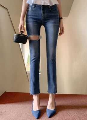 ミドルウエストcross point bijou スキニーデニムパンツ[品番