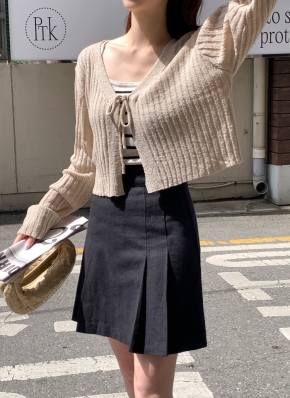 フロントリボンショートカーディガン・p375499
